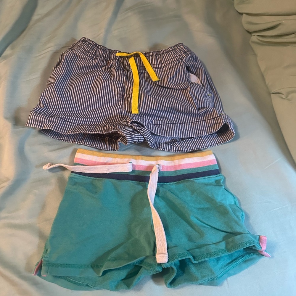 Mini Boden Navy Striped and Teal Shorts bundle